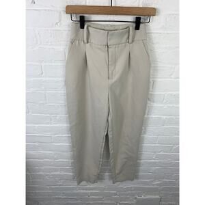 Zara Women's Mid Rise Pleated Dress Pant Tapered Leg Cropped Gray Size XS